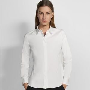 Theory White Button Down Fitted Shirt in Good Cotton